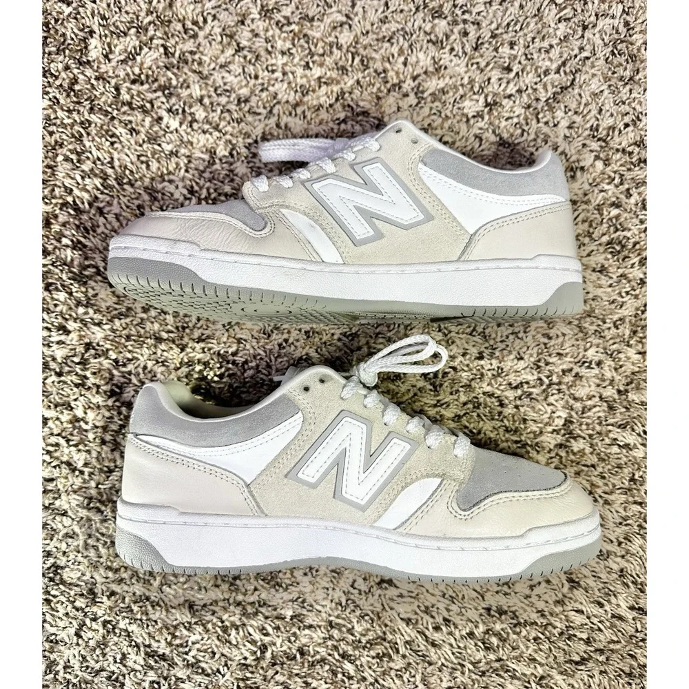 New Balance BB480LGW Beige Cream White Sneakers Men's Size 6 / Women's 7.5